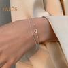 Women Bracelet Silver Color Polished Electroplated Double-layer Copper Hollow Heart Pendant Wrist Jewelry Anniversary Birthday Gift Prom Party