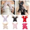 Lace Dinner Gloves Bow Wedding Dress Gloves Elegant Lace Gloves  Party
