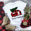 Maycaur T-shirts Women 90s Christmas Truck Clothes Cartoon Kawaii Deer Printed Tshirt Top Lady Print Tee Women's Y2K Clothing