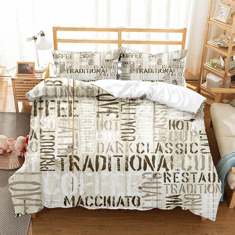 Мягкое Романтичное Английское Постельное Белье Пододеяльник Вдохновляющие Слова Комплект Постельного Белья Квин Для Взрослых Детей Декор Газетное Письмо Покрывало