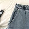 Women Loose High Waist Denim Shorts Spring and Summer Wide Leg A-line Thin Casual Shorts