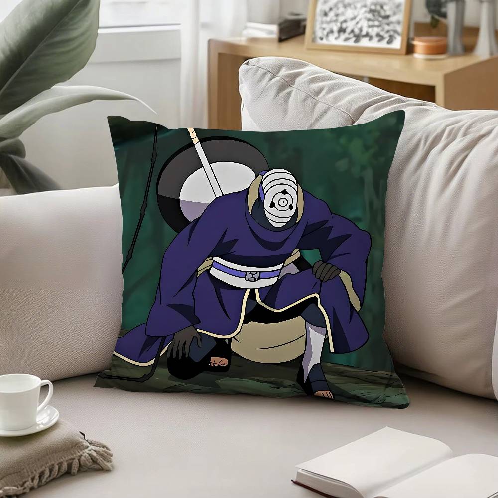 Cool OObito Uchiha Pillow Case Sofa And Living Room Decorative Cushion Covers Dustproof And Miteproof Invisible Zipper