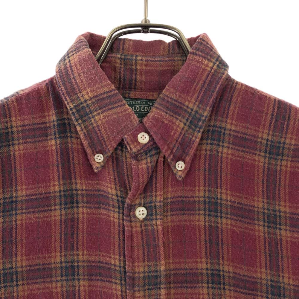 POLO COUNTRY RALPH LAUREN 90-е годы Клетчатый узор вышивка логотипа Рубашка с длинным рукавом на пуговицах Мужская Б/У