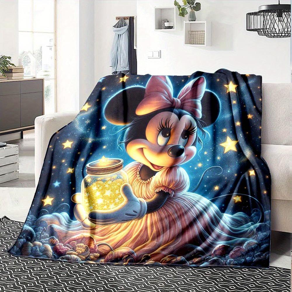 1pc, Magical Starry Night Minnie Mouse Throw Blanket - Soft and Cozy Home Decor for Room or Living Roomz012