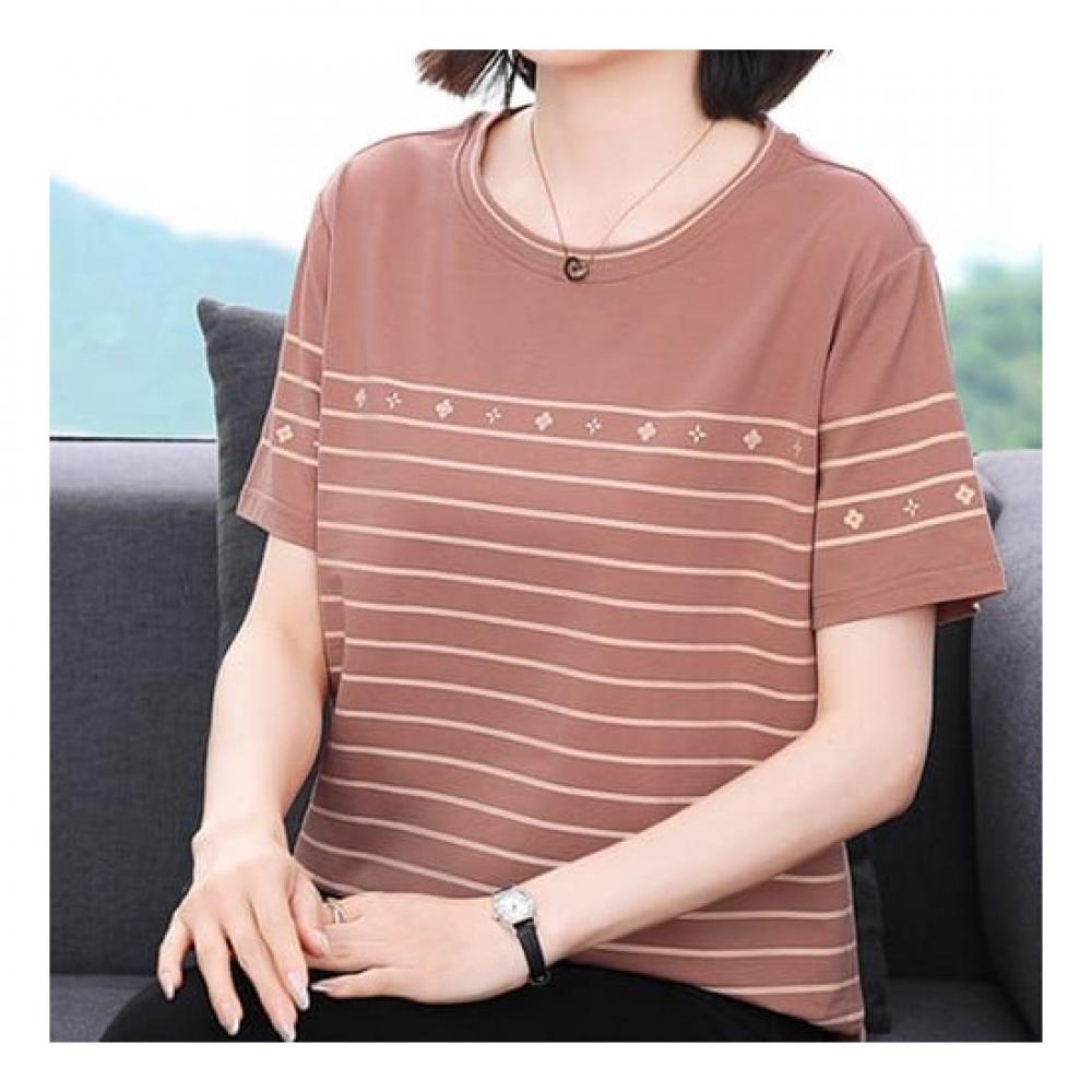 Navava Women NT1554 STriped PoinT Round Neck ShorT Sleeve T shirT