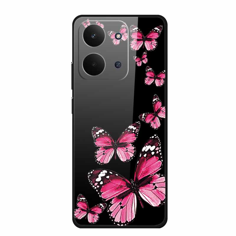 Glass Back Cover For Redmi 15C 4G Case 15 C Cute Cartoon Hard Tempered Glass Case Soft Bumper For Redmi 15C Cases Coques Fundas