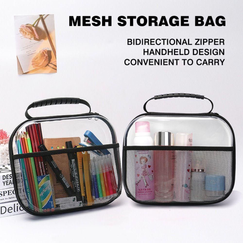 Front Mesh Pocket Clear Travel Storage Case Waterproof Blocks Toy Storage Bin Small Items