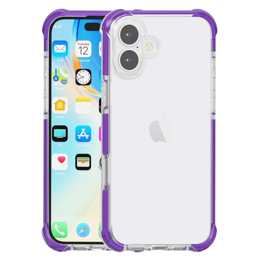 For iPhone 16 Case Four Corners Anti Drop Clear TPU + TPE + PC Phone Cover