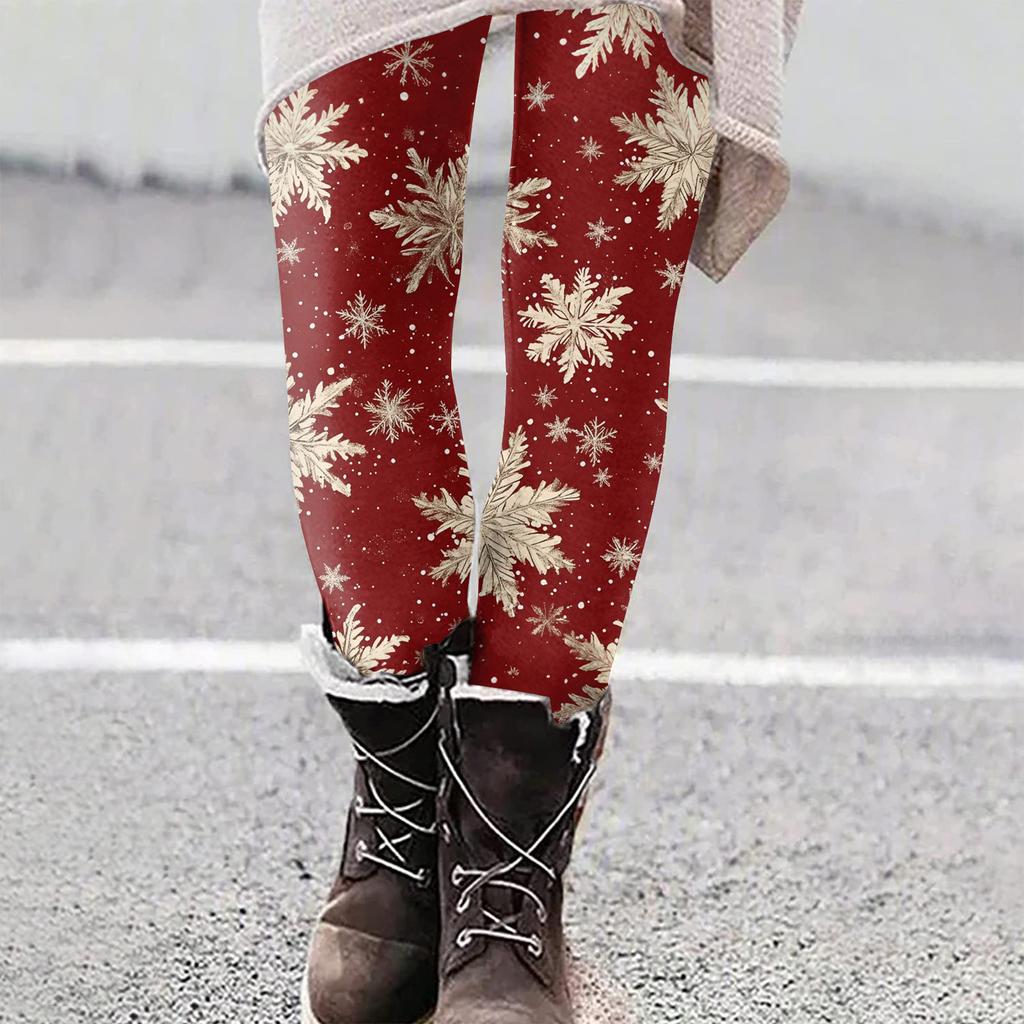Женские рождественские облегающие эластичные повседневные брюки для йоги