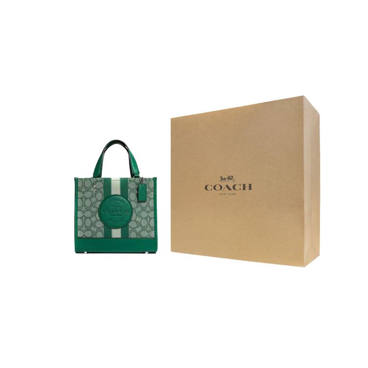 COACH Dempsey Fabric Pebbled Leather Tote Bag , Shopping Bag , Shoulder Bag , Crossbody Bag Small Women's Green (Unisex) Handbags