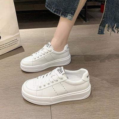 Круглые босоножки на шнуровке, белые, женские, весенние, студенческие, в гонконгском стиле, кожаные, с плоской подошвой, Ins Board Shoes