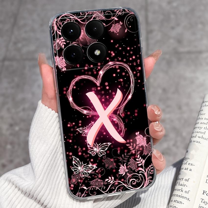 Чехол для Redmi K70 K80 K60 K50 K40 K30 K20 Pro K70e K60e K90 Pro Max Чехол для телефона Премиальный узор из букв Прозрачная задняя крышка из ТПУ для корпуса Redmi