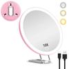 Светодиодное зеркало для макияжа высокой четкости, регулируемая подставка 360°, с подсветкой, увеличительное стекло, для женщин
