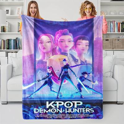K-pop Истребители демонов Аниме Одеяло Сверхмягкий Плюшевый Плед Для Девочек Мальчиков На Все Сезоны Подарок Для Кровати Дивана Офиса Поездки В Кемпинг