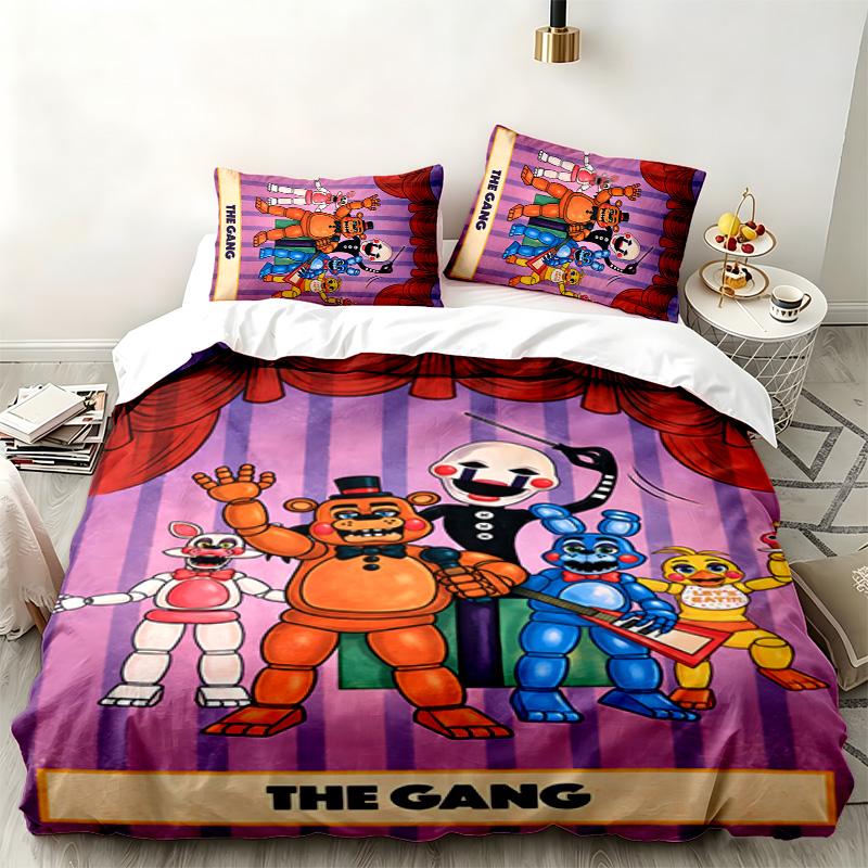 Five nights at freddy 3pc set Perfect for bedroom use Comfortable bedding set includes a duvet cover and two pillowcases Ideal birthday or Christmas g