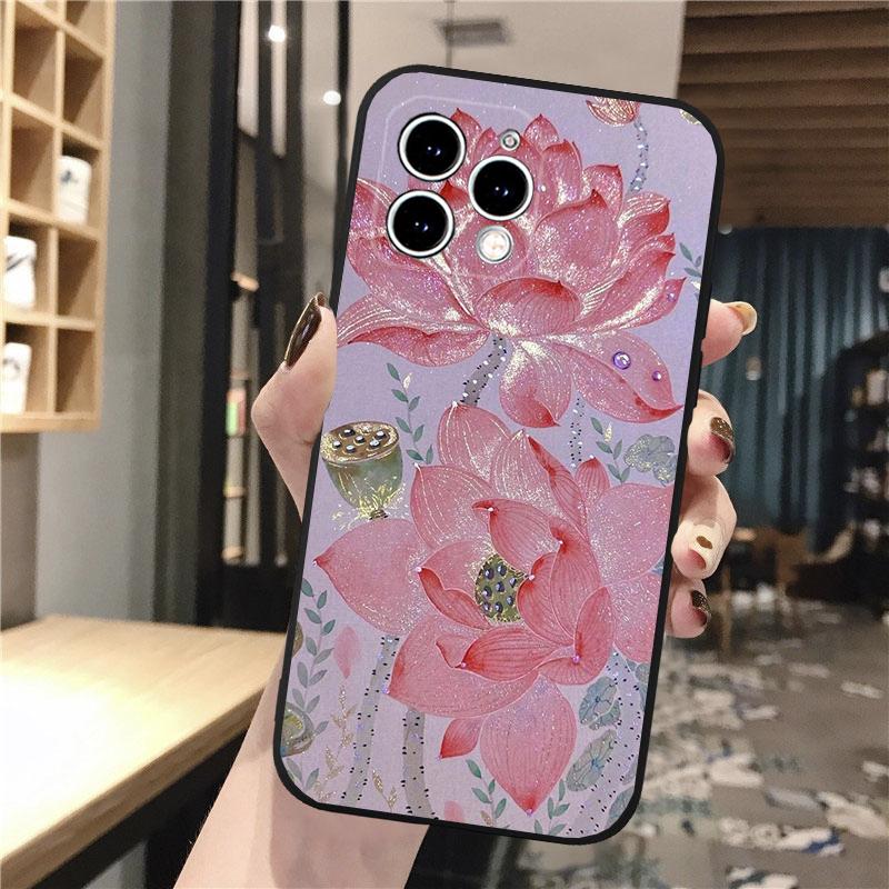 Чехол для телефона с цветком лотоса для iphone 17 Pro Max 17 Pro Air 16 15 14 13 Pro Max 15 16 Pro 15Plus