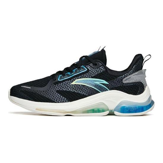 Anta Elastic Gel Shock Absorption Low Top Running Shoes Men Sneakers Black Blue 112215501-4