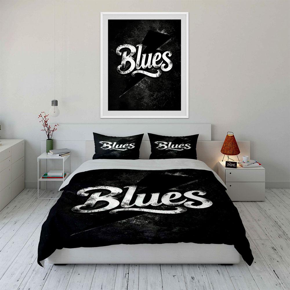 "Blues logo with texture." Bedding sets Duvet cover sets Duvet covers Pillowcases(1 * Duvet Cover 2 * Pillowcases, without duvet insert)