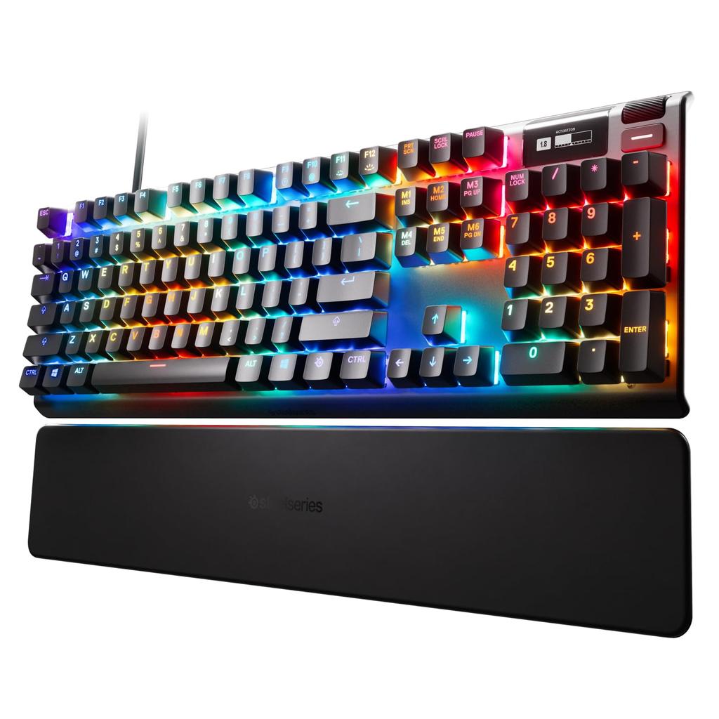 SteelSeries Gaming Keyboard Wired English Layout Magnetic Hall Effect Sensor OmniPoint Switch OLED Display Apex Pro US 64626 Black Full Size