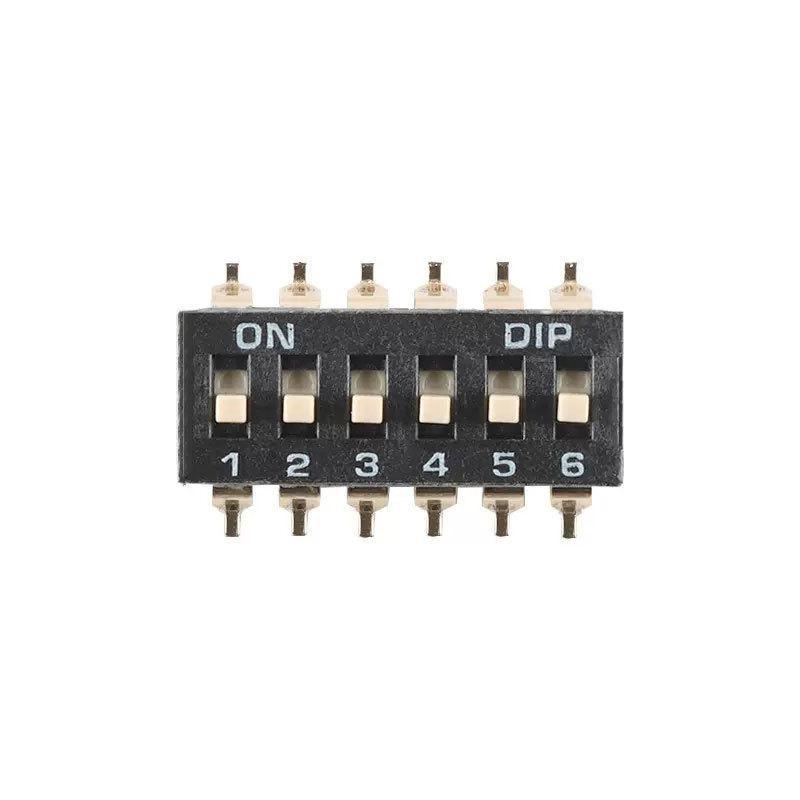 2.54mm Black Gold-Plated DIP Switch, 1P to 8P, Straight Insertion Toggle