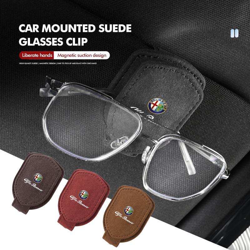 BBDJ3 Car Sunglasses Clip Sun Visor Glasses Holder Organize Accessories For Alfa Romeo 159 Giulietta 156 147 Giulia Mito GT Stelvio