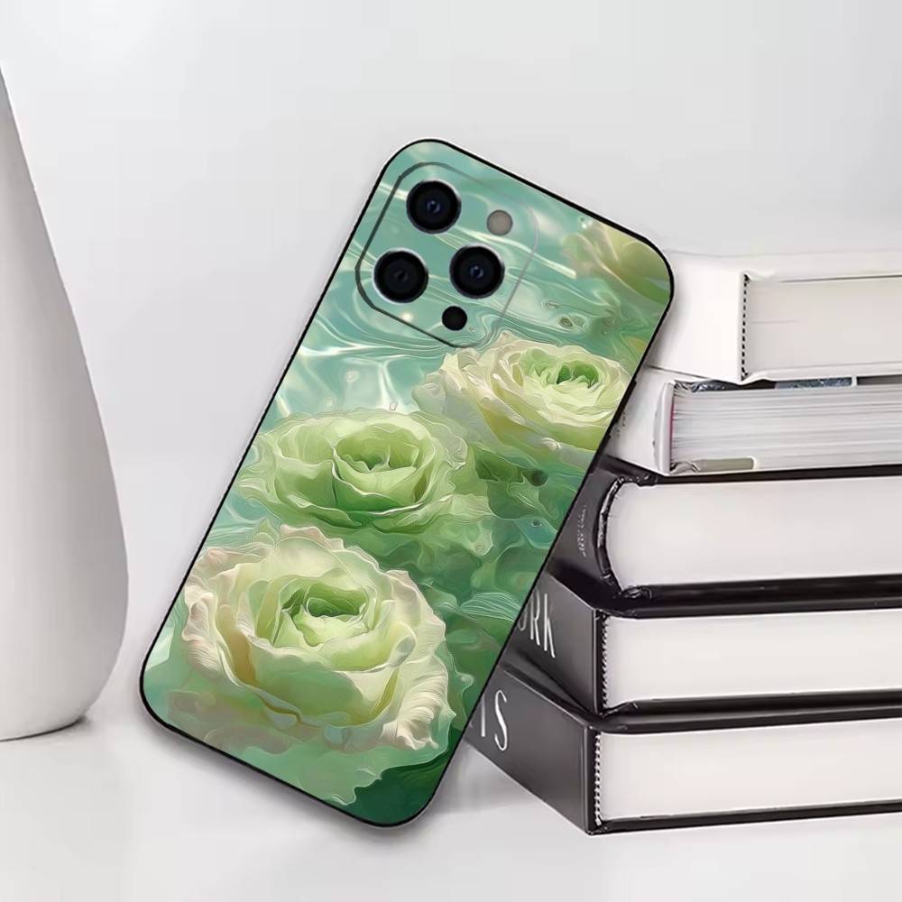 Эстетичный розовый кувшинка пузырь Чехол для телефона для iPhone 17, 16, 15, 14, 13, 12, 11 Plus, Pro Мягкий силиконовый черный чехол