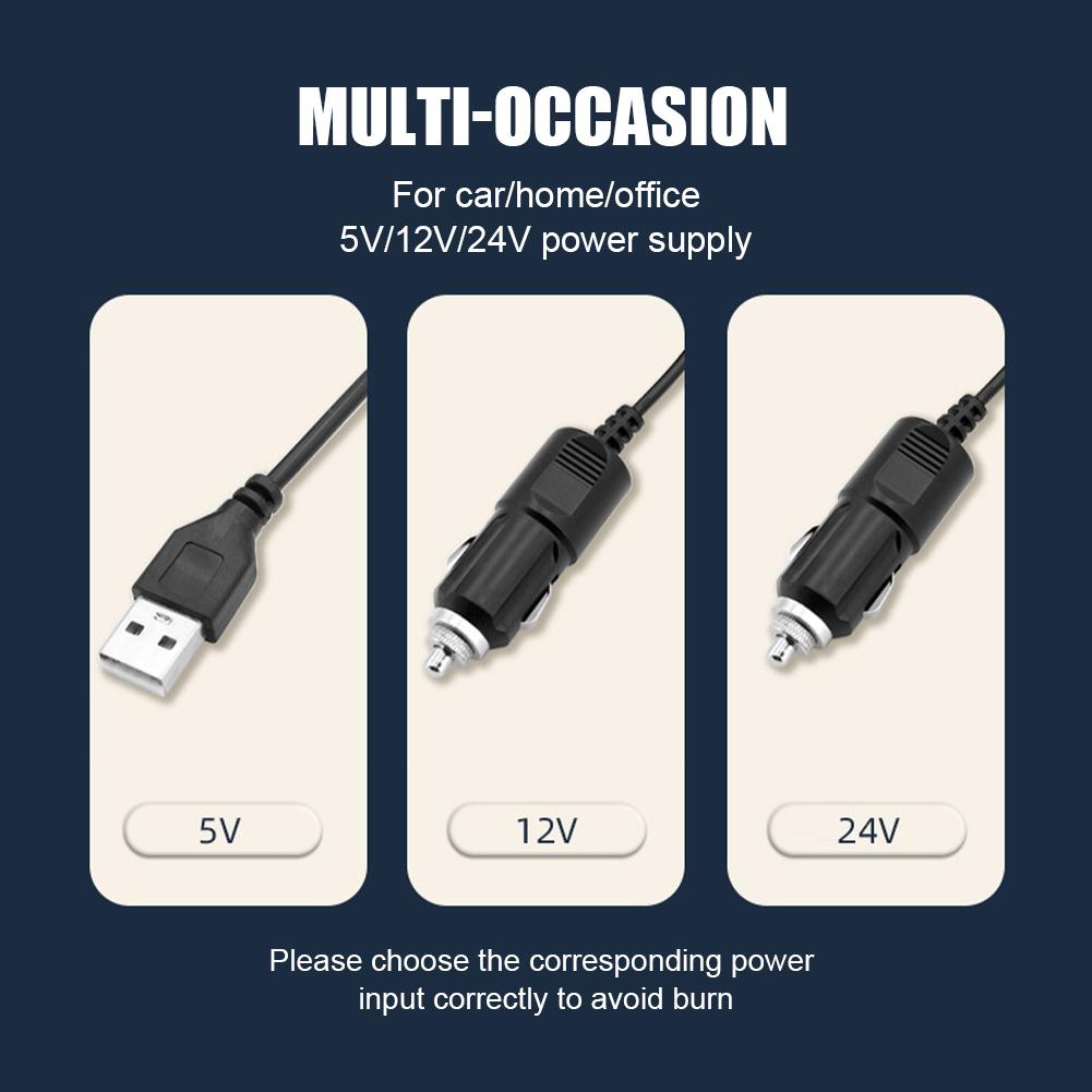 5/12/24V Portable Dual Head Car Fan 360° Rotation 2 Speed Electric Fan USB Air Circulation Fans For Dashboard Car Fan