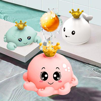 Детские игрушки для ванны с подсветкой, китовая вода, плавающий вращающийся бассейн, игрушки для младенцев, осьминог, разбрызгиватель воды, игрушка для бассейна с 4 струями воды