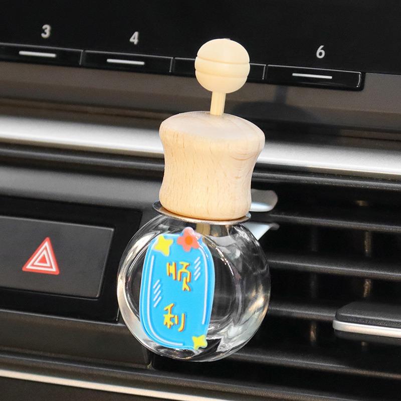 Car Air Vent Clip Aromatherapy Bottle Lucky Text Empty Diffuser Cute Car Interior Decor