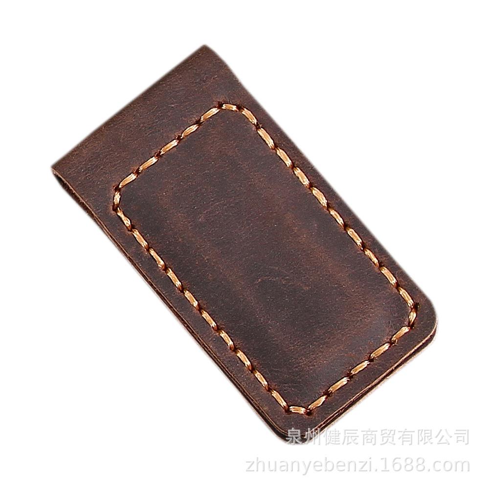 Кошелек с зажимом для денег, тонкий, мужской и женский, винтажный, с сильным магнитом, зажим для денег, из натуральной кожи, карманный зажим, кошелек для кредитных карт и наличных
