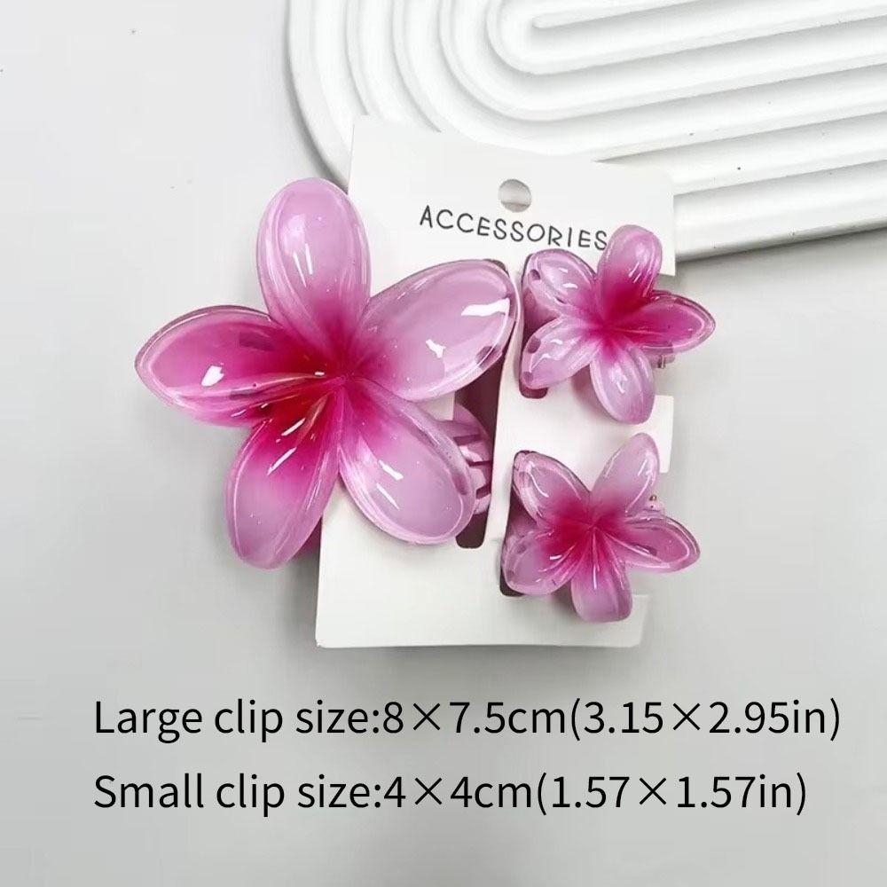 3Pcs/Set Acrylic Hair Claws Plumeria Flower Ponytail Clip Colorful Hair Accessories Summer