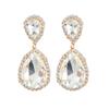 JIJIAWENHUA New Shiny Rhinestone Water Drop Pendant Ladies Earrings Dinner Party Wedding Fashion Statement Jewelry Accessories