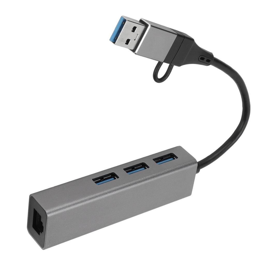 USB3.0 Хаб 5 Гбит/с Plug and Play 4 порта Алюминиевый сплав Адаптер USB C к RJ45 для Windows для Linux для OS X Серебристо-серый