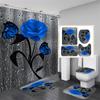 3D Beach Scenery Bathroom Bathing Waterproof Shower Curtain Home Entrance Doormat Bathtub 4Pcs Set Toilet Seat Cover Rugs Bath Non-Slip Floor Mat