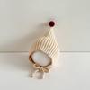Cute Baby Winter Ear Protection Cap Solid Color Pompom Knitted Lacing Hat Windproof Warm Infant Toddler Earmuffs Beanie