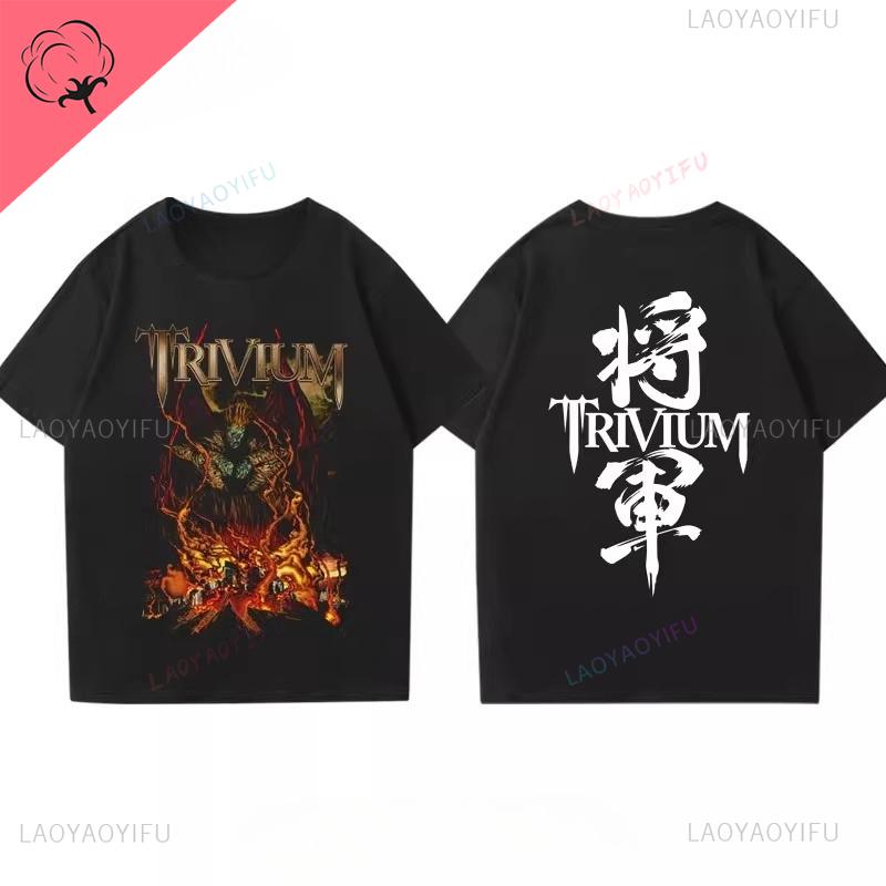Trivium Футболка Ascend Above The Ashes Тур 2025 Футболка Двусторонняя Печать Хлопок Винтаж Хэви-метал Группа Рок-музыка Футболка