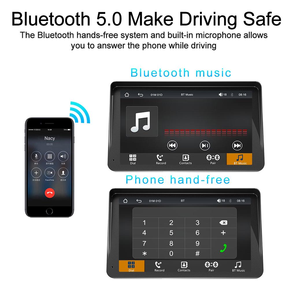 7" / 9" Портативная беспроводная автомагнитола Carplay Android Auto, Мультимедийный плеер, IPS-сенсорный экран, AUX, USB, Bluetooth, Mirror Link, AHD