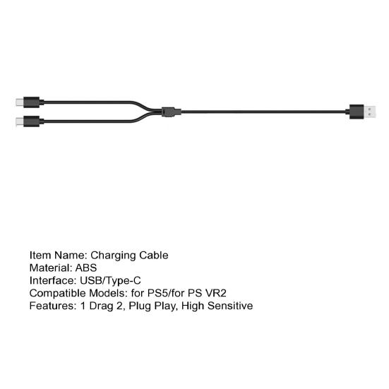 Charging Cord 1 Drag 2 Efficient Type-C Interface Game Handle Charging Double Handle Changing Cord for PS5/for PS VR2