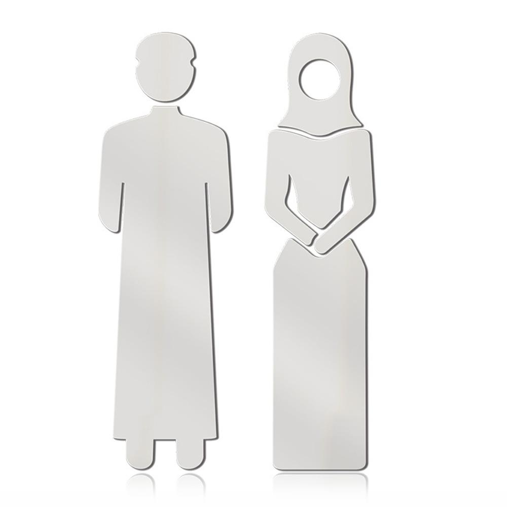 3D Arab Toilet Sign Sticker Acrylic Men Women WC Signage Board Mirror Surface DIY Accessories WC Sign Plate Shopping Mall