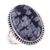 Natural Snowflake Obsidian Gemstone Handmade 925 Sterling Silver Ring S.8 k0O25