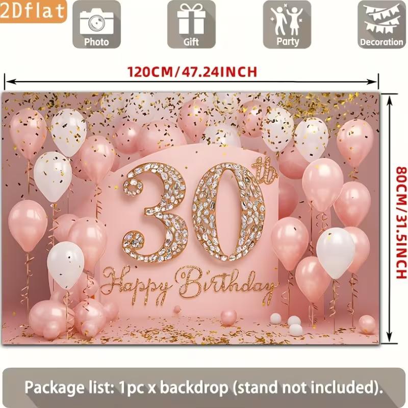 2D Green Eucalyptus Happy Birthday Backdrop Gold Glitter Photo Background