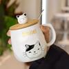 Creative Cartoon Ceramic Cup With Lid and Spoon Cute and Different Cups of Coffee Breakfast Milk Coffee Cup Office Cat Mug Mugs