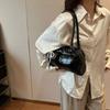 Handbag Pocket Boston Tote Bag Solid Color Underarm Bag Mini PU Bowling Bag Portable