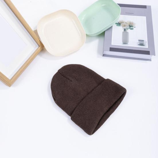 Unisex Knitting Hat Solid Color Men Women Brimless Hat Winter Soft Breathable Warm Stretchy Hat Outdoor Wear