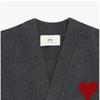 Ami Big Heart Logo Intarsia V Neck Cardigan Model  Ukc367 018 084