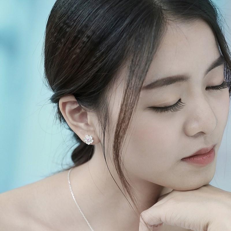 ANENJERY Женские модные комплекты ювелирных украшений, романтическое ожерелье с цветком вишни + серьги + кольцо + браслет для женщин