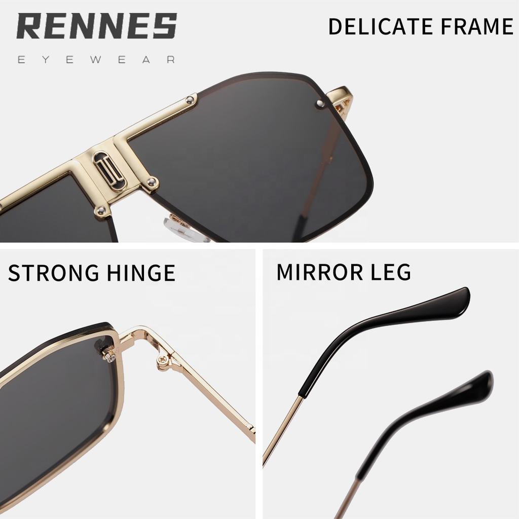 High Quality Unisex Metal Sunglasses Large Square Gold Frame UV400 Light Luxury Hot-selling Outdoor Sun Shading for Men Women