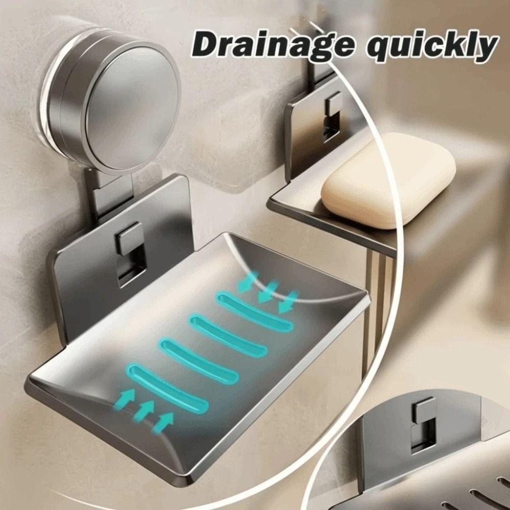 Портативная мыльница на присоске для душа, настенный держатель для мыла и губки без сверления, дренажная коробка, серая, бежевая, подставка для мыла для ванной