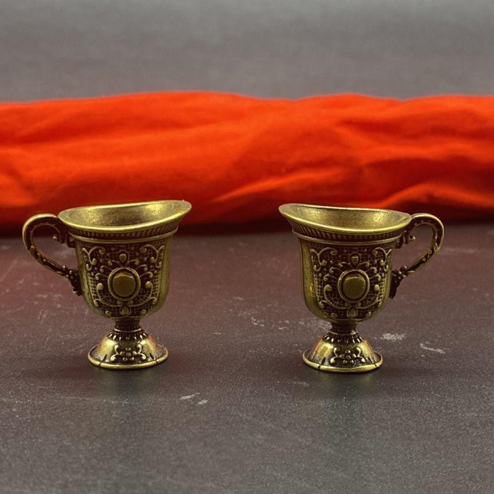 Carved Antique Teacup Ornaments European Style Holy Water Cup Retro Copper Teacup  National Trend