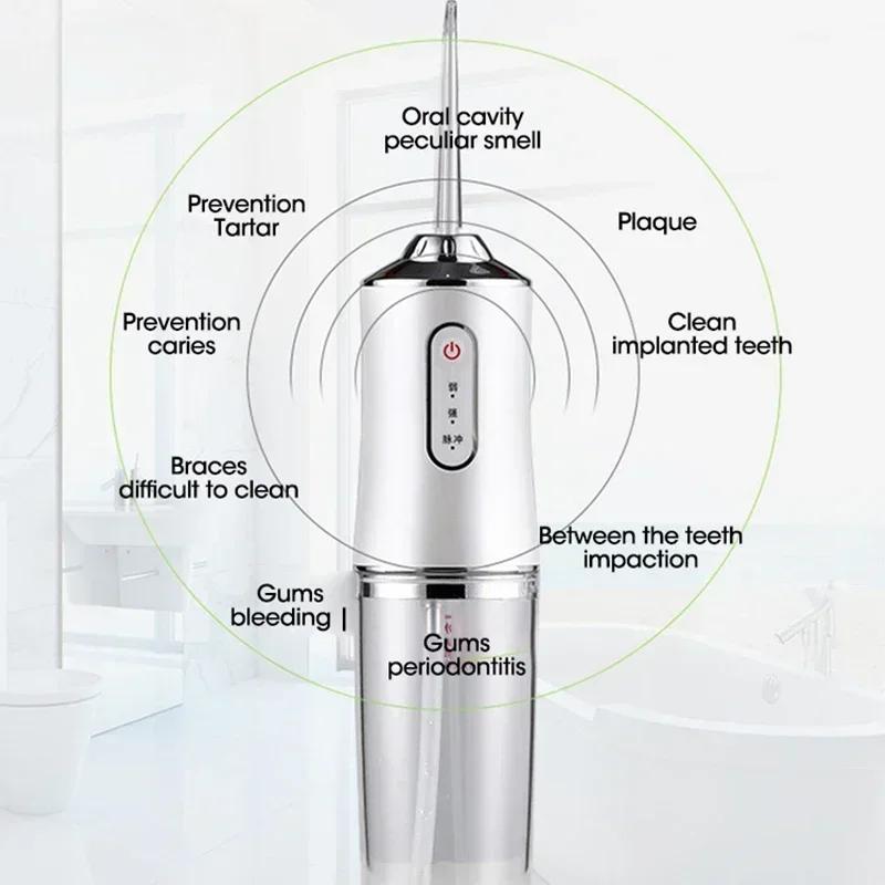 Dental Water Flosser Oral Irrigator USB with 4 Tips for Teeth Cleaning Gum Care Mouth Rinse Portable Jet